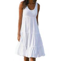 Vestido Mini Casual Elegante Sin Mangas Para Mujer Verano 2024 Con Volantes Y Cuello En V Estilo Playa Y Fiesta Sundress Oversize Streetwear - details 8