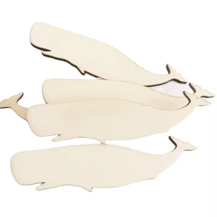 Bastón de madera con forma de ballena para decoración del hogar, artesanía moderna, adorno de pared para tienda de mercado y escuela, 30 piezas - 1