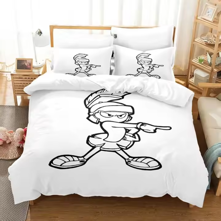 Conjunto de Cama de Marvin el Martiano 3D Tamaño Cama de Rey Design de Anime - 1