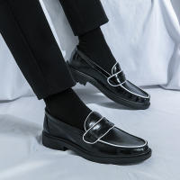 Mocasines de colores británicos para hombre, zapatos informales de tacón bajo con punta redonda de PU, simples y clásicos, de negocios - details 4