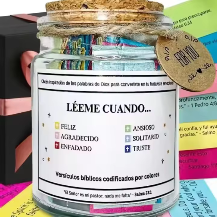 Tarro de Versos de Biblia de Vidrio A Prueba de Fugas, Sin BPA, Forma Redonda - 1