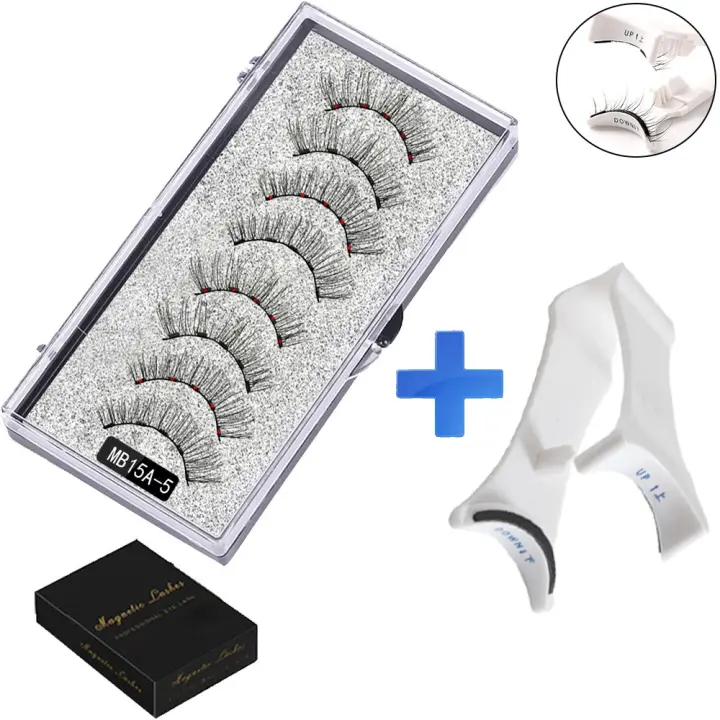 Juego de pestañas magnéticas con Clip, imán sin pegamento, 4 pares - 1