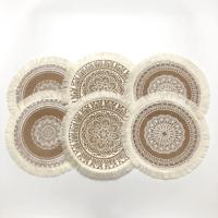 Mantel Individual redondo Vintage de 36/38cm, manteles individuales trenzados lavables resistentes al calor con borlas, posavasos antideslizantes para mesa de comedor - details 20