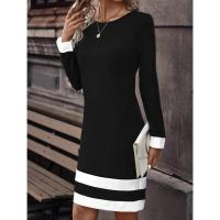 Nuevo suéter de punto con cuello de lunares Otoño Invierno con cintura y mangas largas para mujer, vestido cónico de manga larga. - details 7