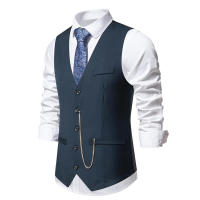 Chaleco de Traje Slim Fit para Hombres Nuevo Arrival Accesorios de Cadenas de Moda Casual Vintage Para Fiesta de Boda Material Exterior de Poliéster - details 8