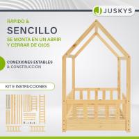 Cama Infantil 80 x 160 cm con protección anticaída, Cama casa de Madera Maciza para niños - Cama en Color Rosado - details 19