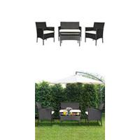 Conjunto de Muebles de Jardín 3 Piezas, 2 Sillones de Polirratán y 1 Mesa con Tablero de Cristal, Juego de Bistro con Cojines, Mesa y Silla para Terraza, Jardín, Patio - details 22