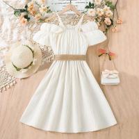 Vestido Casual de Chifón para Niñas Correa de Hombro de Una Línea, Estilo de Princesa para Edades de 8-12 Años - details 3