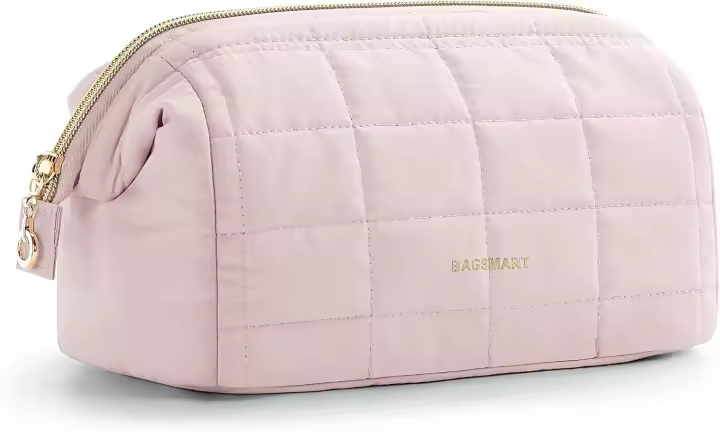 Bolsa de maquillaje Bolsa de aseo de viaje, Bolsas de maquillaje acolchadas hinchadas para mujer Estuche organizador de maquillaje, Bolsa abierta Bolsa Esenciales de viaje Artículos de tocador Accesorios Cepillos - 1
