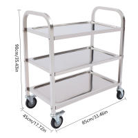 Carro de servicio de acero inoxidable con 3 estantes, carro de cocina, carro de comida con freno 85*45*90cm/33,46*17,72*35,43 In Simple, Moderno - details 7
