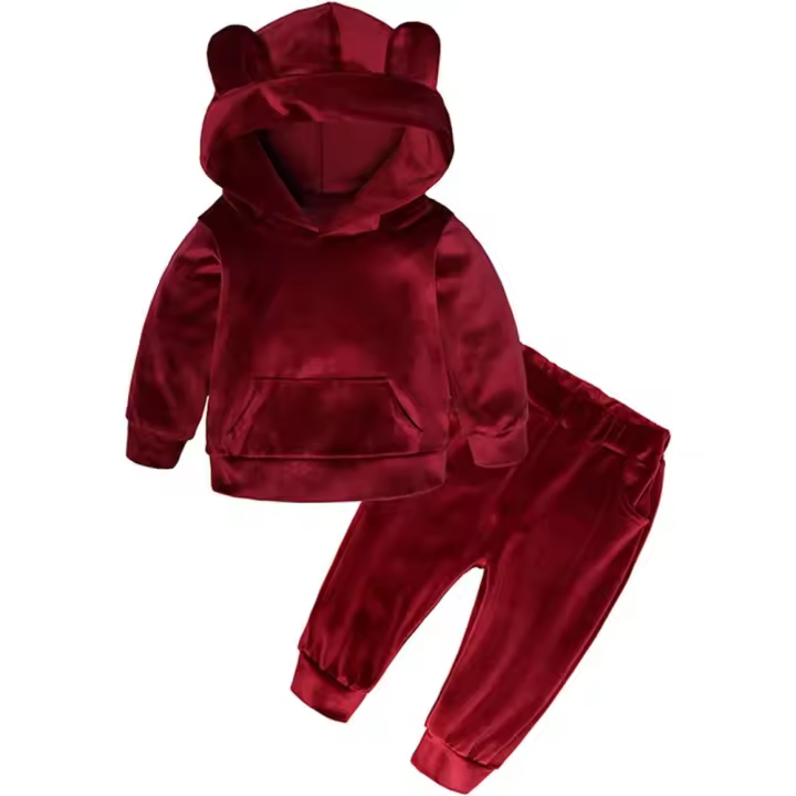 Conjunto de Sudadera Con Capucha para Niño y Niña, Sudadera Con Capucha de Orejas de Oso y pantalones Largos, 1-7 - 1