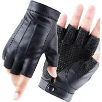 Guantes de Ciclismo de Cuero PU Diseño sin Dedos para Deportes al Aire Libre - details 0
