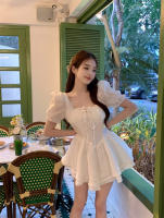 Vestido de Princesa veraniego para Niñas Cuello Cuadrado, Mangas de Burbuja, Cintura Ajustable para Lucir Delgada Versión Coreana - details 6