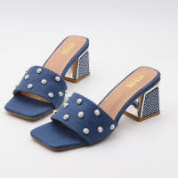 Tacones altos con tiras, tacones gruesos, ropa exterior sencilla y versátil, sandalias y zapatillas de gran tamaño. - details 7