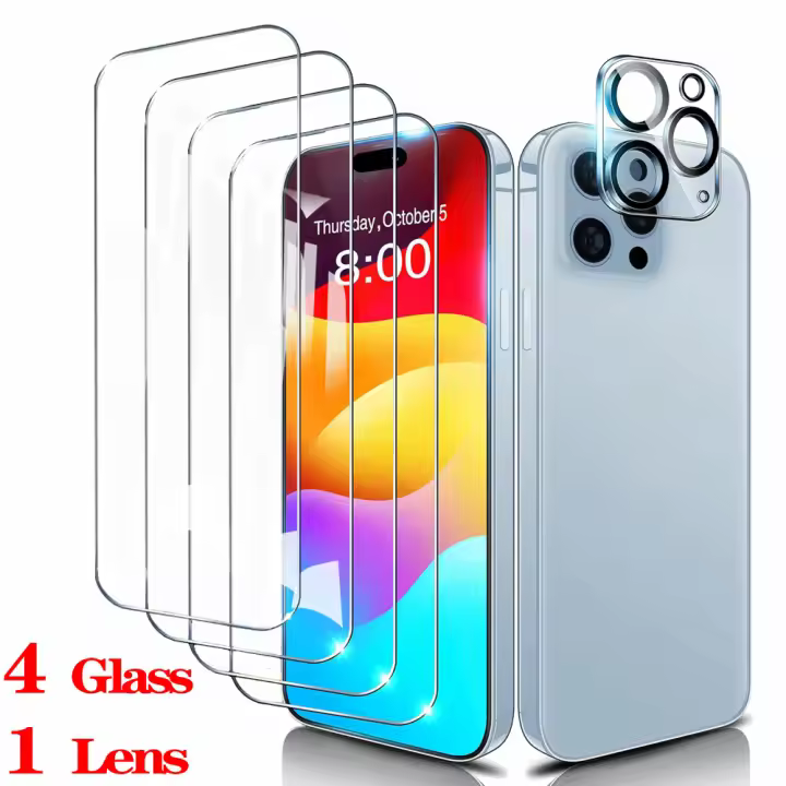 Protector de Pantalla de Vidrio HD para iPhone Protección de Cámara para iPhone 16 Pro Max, 13 Mini, 12, 11, 16 Plus - 1