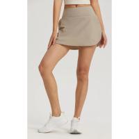 Shorts deportivos de cintura alta con cintura elástica, diseño sólido, falda para fitness, yoga, tenis y golf - details 7