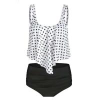 Conjuntos de dos piezas sexys para mujer, trajes de baño con volantes, ropa de playa estampada, conjunto de Bikini de cintura alta, trajes de baño Tankini con realce - details 6
