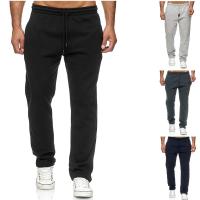 Pantalones casuales de moda para hombre de otoño e invierno, pantalones deportivos casuales de terciopelo cepillado de color sólido. - details 1