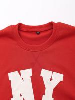 OUWU- Mujeres Carta Suelta Cuello Redondo Pullover Media Manga Sudadera Encaje Hasta Placket Pantalones Cortos Casual Sporty Rojo Blend Traje De Punto Parque Calle Playground Moda Sudadera - details 8