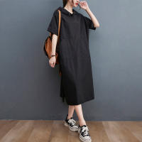 Elegante Vestido Oversize de Verano Manga Corta, Ajuste Suelto, Moda Vintage Negro para Mujeres - details 11
