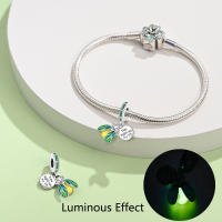 Colgante de Plata de Ley 925 con forma de luciérnaga verde noctilucente, compatible con pulsera Original Pandora, abalorios, regalo de joyería para mujer - details 3