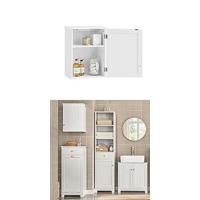Mueble para Debajo del Lavabo Armario de Baño de Suelo con 1 Estante y 2 Puertas 60 x 30 x 60 cm BZR18-II-W ES - details 13