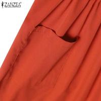 ZANZEA-Vestido elegante de verano, Vestido de manga corta con cuello de pico a la moda para mujer, Vestido veraniego plisado liso a media pantorrilla, Vestido informal de trabajo OL, caftán - details 12