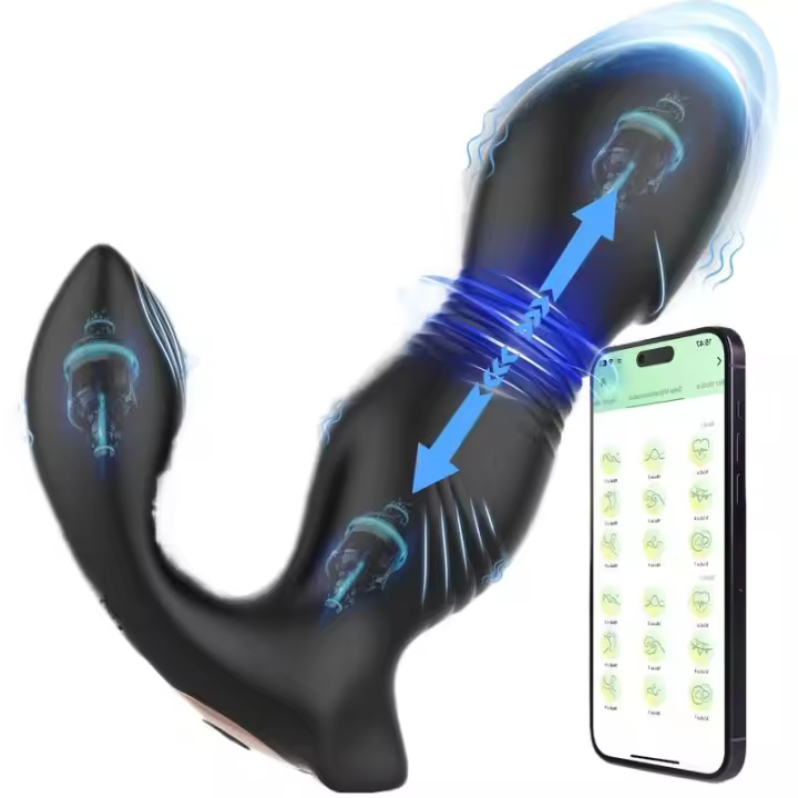 Empaque privado Sexy Adulto Masculino para Hombres - Juguetes Sexuales Masajeador de Próstata Anal App Butt Plug, Empuje y 9 Vibradores Dildo G - 1