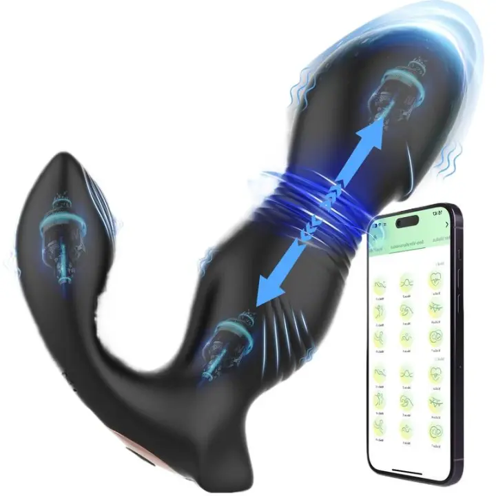 Empaque privado Sexy Adulto Masculino para Hombres - Juguetes Sexuales Masajeador de Próstata Anal App Butt Plug, Empuje y 9 Vibradores Dildo G - 1