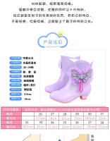 Botas de princesa para niñas Botas medianas cálidas para niños con lazo de pelo - details 1