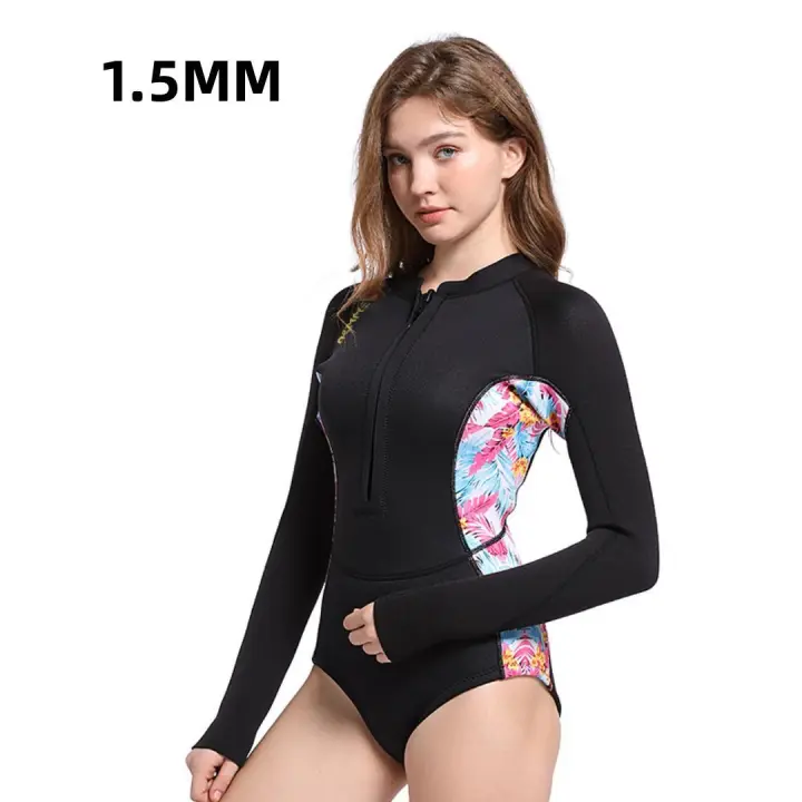 Bikini de neopreno de 1,5 MM/3MM para mujer, traje de buceo y medias de manga larga, traje de buceo a prueba de Sol para surf y esnórquel - 1