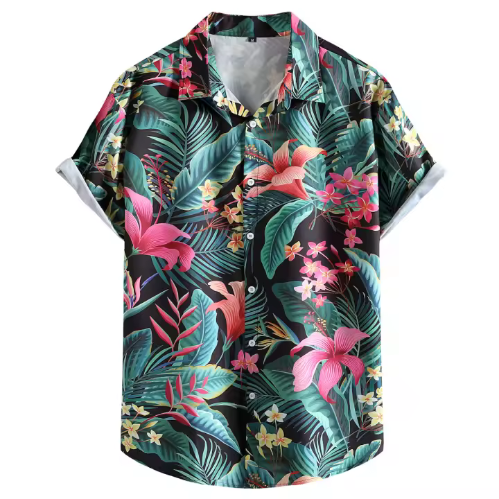 Camisa holgada de manga corta para hombre, top estampado de talla europea, informal, a la moda, novedad de 2023 - 1