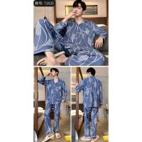 Conjunto de Pijama de algodón para hombre, ropa de dormir de manga larga con cuello vuelto, conjunto de 2 piezas para el hogar, Otoño e Invierno - details 13