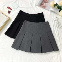 Falda plisada gris Vintage para mujer, minifaldas Kawaii de cintura alta, uniforme escolar de moda coreana, ropa de calle Haruku para primavera - details 8