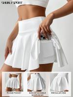 Skorts deportivos de verano con bolsillos, faldas cortas de tenis de cintura alta diseñadas para evitar la exposición, faldas cortas de dos piezas de imitación para golf y entrenamientos de bádminton, nuevos skorts para mujer con bolsillos laterales para - details 9