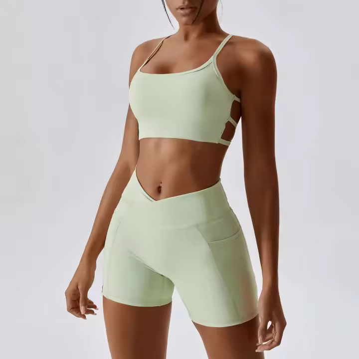 Conjunto de yoga sin costuras de 2 piezas para mujer, sujetador para gimnasio y correr, ropa deportiva, body, sujetador deportivo - 1