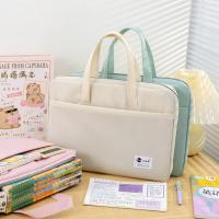 Bolsa de almacenamiento de documentos de gran capacidad, organizador de archivos A4 de tela Oxford de doble capa con asa, bolsa de almacenamiento de libros impermeable - details 2