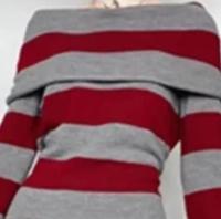 Vestido de punto largo para mujer con estampado de leopardo multicolor otoñal, de lana, con rayas verticales onduladas efecto agua. - details 8