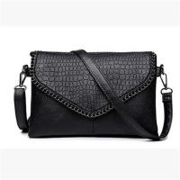 Bolso De Hombro Para Mujer Estilo Casual Cuero PU Negro Con Cadena Y Estampado De Piedra Bolso De Mano Envolvente Tendencia 2024 - details 8