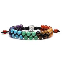 Pulsera de Yoga Vintage India Doble Capa de 7 Akas Mujeres Hombres Joyería de Sanación de Piedras Lava - details 0