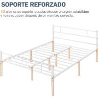 Cama Individual Hierro Cama Metálica para colchón de 90 x 190cm Cama Industrial Estructura Metal - details 30