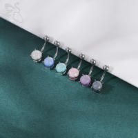 ZS-Anillo de Ombligo de acero inoxidable para mujer, Piercing redondo, joyería de Ombligo, cristal de corazón, 14G, 1 unidad - details 4