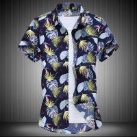 Camisa azul negra púrpura con solapa de un solo pecho de manga corta estampada blanca de verano para hombre, talla asiática M-5XL 6XL 7XL - details 13