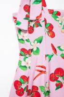 TRAFZA-Vestido corto sin hombros con estampado de frutas para mujer, minivestido elegante con cremallera, informal, con lazo, sin mangas, Verano - details 14
