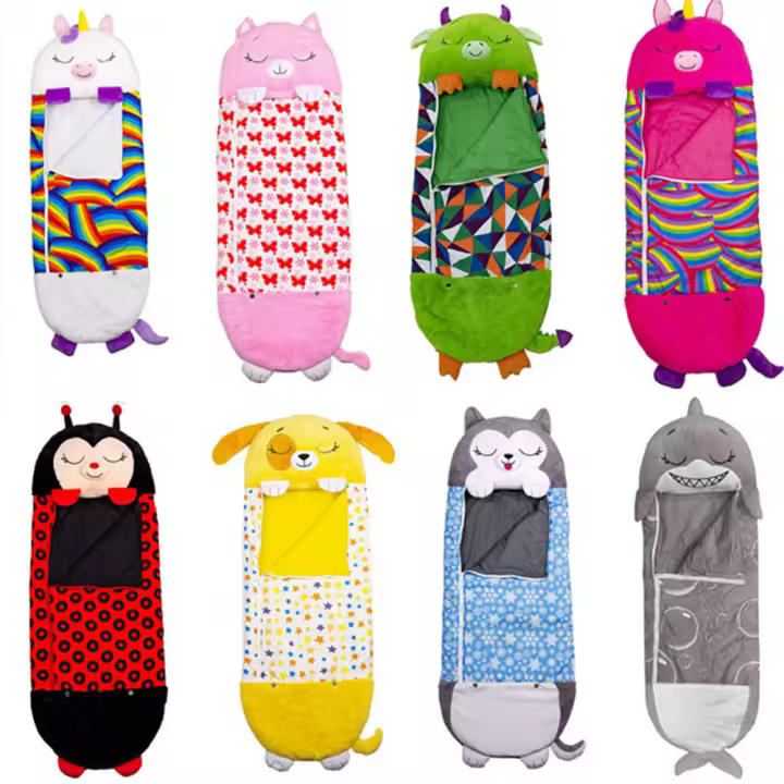 Kids Cartoon Sleepsacks Children's Sleeping Bag Plush Doll Pillow Boys Girls Baby Animal Sleep Sack For Birthday Christma Gift - 1