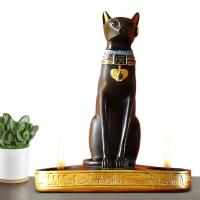 Estatua de Gato Egipcio Vintage Figura de Gato diosa de Resina para Decoración del Hogar Portavelas - details 5