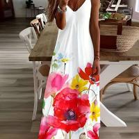 Vestido de verano fresco con estampado de wer para vacaciones en la playa, falda larga holgada informal sin mangas con tirantes - details 0