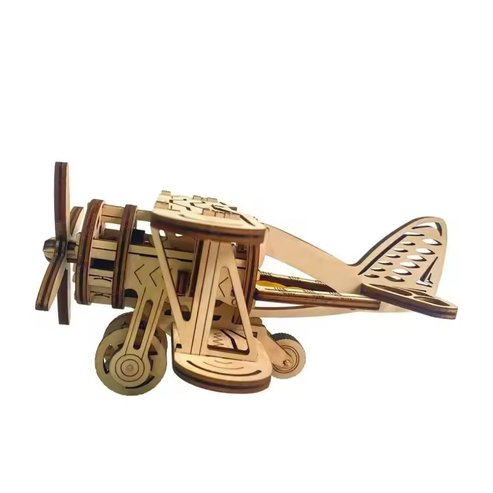 Montessori Set de Bloques de Construcción de Avión de Madera Móvil Modelos de Rompecabezas de Maquinaria Ideal para Niños y Adultos Colección de Juguetes y Juegos - 1