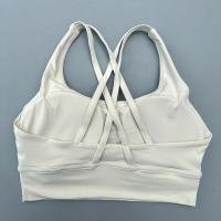 Sujetador deportivo cruzado de Color sólido para mujer, Top ajustado suave de alta resistencia, ropa interior de entrenamiento integral para gimnasio y Yoga con almohadilla para el pecho - details 16