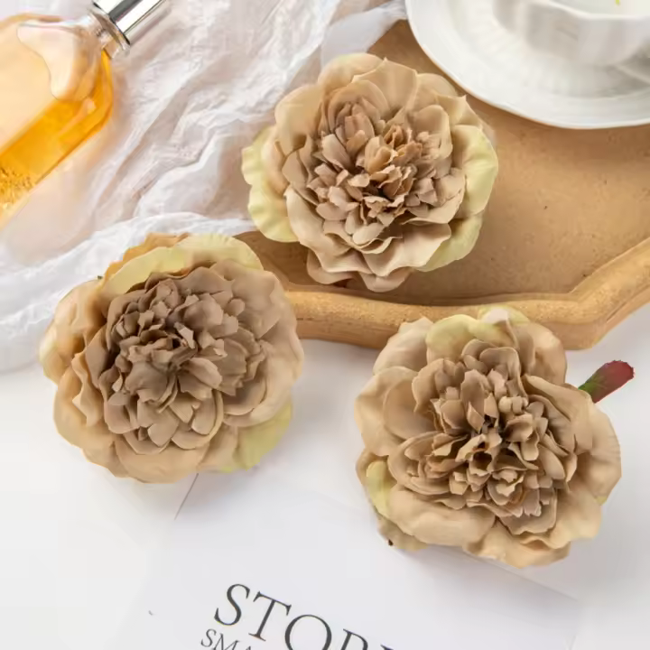 5/10 Uds. Nuevos cabezas de flores artificiales de dalias de 10cm, accesorios nupciales DIY de seda, accesorios de horquilla para decoración de boda y hogar - 1